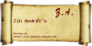 Zih András névjegykártya